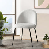 Artiss Dining Chairs Set of 2 Sherpa Boucle White - Close-Up Angle