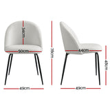 Artiss Dining Chairs Set of 2 Sherpa Boucle White - Front View