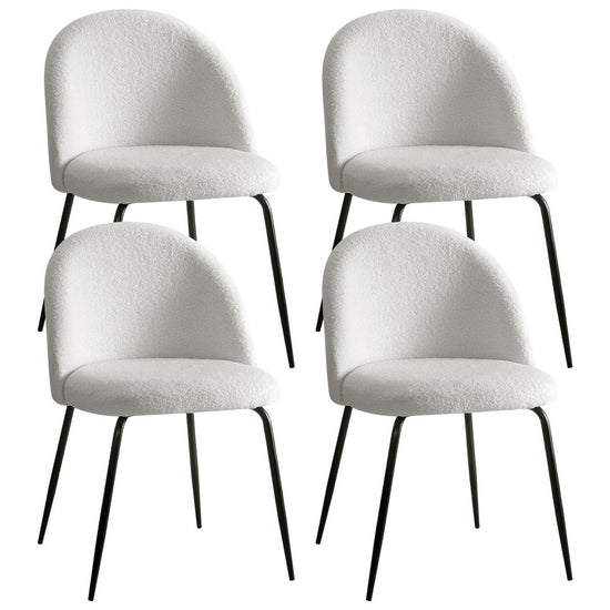 Artiss Dining Chairs Set of 4 Sherpa Boucle White