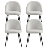 Artiss Dining Chairs Set of 4 Sherpa Boucle White - Side View