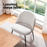 Artiss Dining Chairs Set of 4 Sherpa Boucle White - Rear View