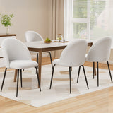 Artiss Dining Chairs Set of 4 Sherpa Boucle White - Close-Up Angle