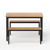 Artiss Dining Table and Chairs Set 3PCS Kitchen Metal Desk Bench Natural Oak - Side View