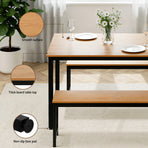 Artiss Dining Table and Chairs Set 3PCS Kitchen Metal Desk Bench Natural Oak