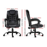 Artiss 2 Point Massage Office Chair PU Leather Black - Side View
