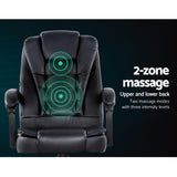 Artiss 2 Point Massage Office Chair PU Leather Black - Top-Down View