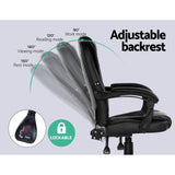 Artiss 2 Point Massage Office Chair PU Leather Black - 45-Degree Angle