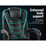 Artiss 2 Point Massage Office Chair PU Leather Black - Rear View