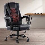 Artiss 2 Point Massage Office Chair PU Leather Black - Close-Up Angle