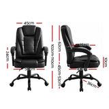 Artiss Massage Office Chair Executive Computer Gaming Chairs Black PU Leather - Front View