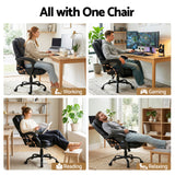 Artiss Massage Office Chair Executive Computer Gaming Chairs Black PU Leather - Rear View