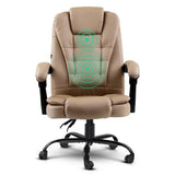 Artiss 2 Point Massage Office Chair PU Leather Espresso - Side View