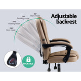 Artiss 2 Point Massage Office Chair PU Leather Espresso - 45-Degree Angle