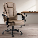 Artiss 2 Point Massage Office Chair PU Leather Espresso - Close-Up Angle