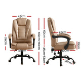 Artiss Massage Office Chair Executive Computer Gaming Chairs Brown PU Leather Espresso - Front View