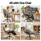 Artiss Massage Office Chair Executive Computer Gaming Chairs Brown PU Leather Espresso - Rear View