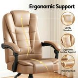 Artiss Massage Office Chair Executive Computer Gaming Chairs Brown PU Leather Espresso - Close-Up Angle