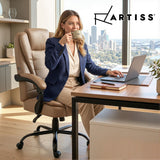 Artiss Massage Office Chair Executive Computer Gaming Chairs Brown PU Leather Espresso - Extra Image