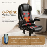 Artiss 8 Point Massage Office Chair Heated Seat Recliner PU Black - Top-Down View