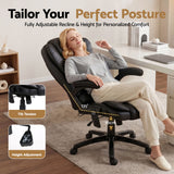 Artiss 8 Point Massage Office Chair Heated Seat Recliner PU Black - 45-Degree Angle