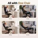 Artiss 8 Point Massage Office Chair Heated Seat Recliner PU Black - Rear View