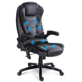 Artiss 8 Point Massage Office Chair Heated Seat Recliner PU Black - Low Angle