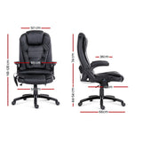 Artiss 8 Point Massage Office Chair Heated Seat Recliner PU Black - Front View