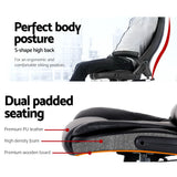Artiss 8 Point Massage Office Chair Heated Seat Recliner PU Black - 45-Degree Angle