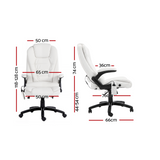Artiss 8 Point Massage Office Chair Heated Seat Recliner PU White - Front View