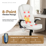 Artiss 8 Point Massage Office Chair Heated Seat Recliner PU White - Top-Down View