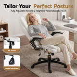 Artiss 8 Point Massage Office Chair Heated Seat Recliner PU White - 45-Degree Angle