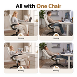 Artiss 8 Point Massage Office Chair Heated Seat Recliner PU White - Rear View