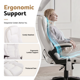 Artiss 8 Point Massage Office Chair Heated Seat Recliner PU White - Close-Up Angle