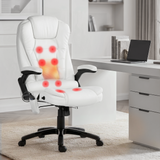 Artiss 8 Point Massage Office Chair Heated Seat Recliner PU White - Extra Image