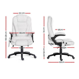 Artiss 8 Point Massage Office Chair Heated Seat Recliner PU White - Front View