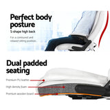 Artiss 8 Point Massage Office Chair Heated Seat Recliner PU White - 45-Degree Angle