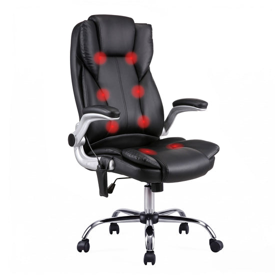 Artiss 8 Point Massage Office Chair PU Leather Black