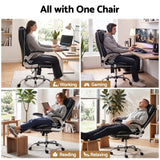 Artiss 8 Point Massage Office Chair PU Leather Black - Rear View