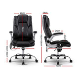 Artiss 8 Point Massage Office Chair PU Leather Black - Front View