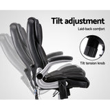 Artiss 8 Point Massage Office Chair PU Leather Black - Side View