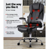 Artiss 8 Point Massage Office Chair PU Leather Black - Top-Down View