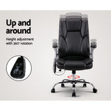Artiss 8 Point Massage Office Chair PU Leather Black - 45-Degree Angle