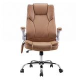 Artiss 8 Point Massage Office Chair PU Leather Brown - Side View