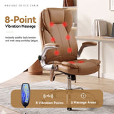Artiss 8 Point Massage Office Chair PU Leather Brown