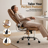Artiss 8 Point Massage Office Chair PU Leather Brown - 45-Degree Angle