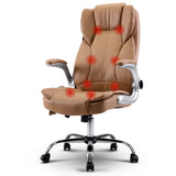 Artiss 8 Point Massage Office Chair PU Leather Brown - Close-Up Angle