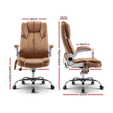 Artiss 8 Point Massage Office Chair PU Leather Brown - Front View