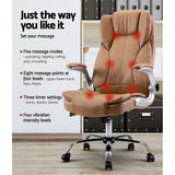 Artiss 8 Point Massage Office Chair PU Leather Brown - Top-Down View