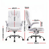 Artiss 8 Point Massage Office Chair PU Leather White