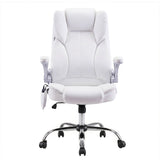 Artiss 8 Point Massage Office Chair PU Leather White - Side View